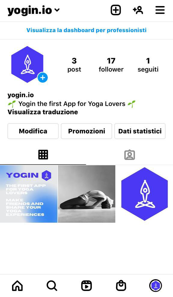 pagina instagram di Yogin