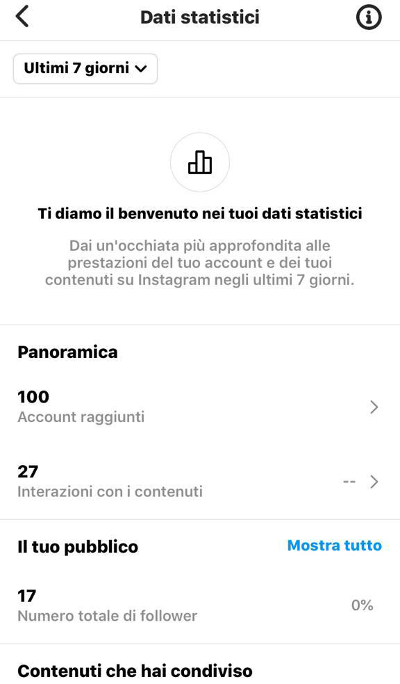 Statistica pagina Insagram